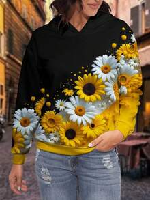 EMERY ROSE Plus Size Women's Floral Print Sweatshirt Pullover Fall Winter Autumn - Multicolor - View 3