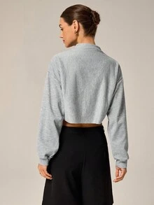 Hanevo Women's Short Zip-Up Sweatshirt With Split Design, Suitable For Autumn/Winter