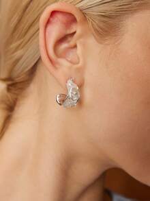 MOTF PREMIUM C-SHAPE BEADED EARRINGS - Silver - View 1