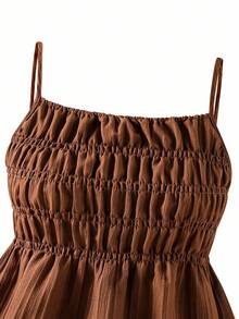 Sparklyn 2pcs/Set Teen GirlCasual Camisole Top And Wide Leg Pants Set, Woven Fabric, Elastic Waist, Summer