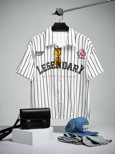 EASEVO Camisa casual de manga corta con estampado para hombres de talla grande