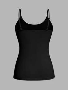 SHEIN EZwear 4 件套黑色休闲简约女式吊带背心，适合夏季 - 黑色 - 查看 12