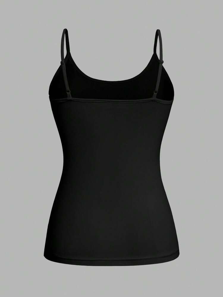 SHEIN EZwear 4pcs/Set Plus Size Women Casual Tight Fitting Camisole Tops, Suitable For Summer - Black - View 12