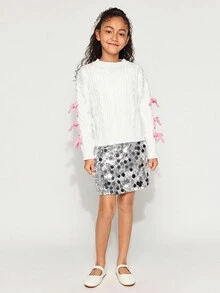 Radiana 少女婚礼季亮片中长裙 - 銀色 - 查看 6