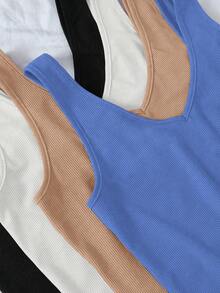 Franclia Women's Solid Color Minimalist Casual Sleeveless Tank Top Cute Tops Ribbed Tank Top Basic Tank Tops Simple Tops - Baby Blue - View 6