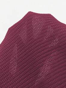 Calvaya 大码休闲宽松V领纯色毛衣背心 - 玫紅色 - 查看 8