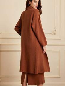 Aveloria Rosie 法式性感柔软温柔优雅开衫+抹胸连衣裙毛衣套装连衣裙毛衣2件套 - 駝色 - 查看 3