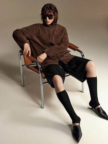 Ontre 2025新款女士冬季外套，高级百搭日常穿搭，深咖啡色，高领，腰带，口袋，宽松版型，长袖，柔软梭织面料，商务休闲，畅销纯色女式外套，商务通勤，万圣节，圣诞节，节日，度假派对，婚礼宾客着装，日常穿着，情人节，感恩节，秋冬季，韩版风格，时尚设计，适合5-15℃，优雅简约，时尚百搭通勤女式外套 - 鏽棕色 - 查看 2