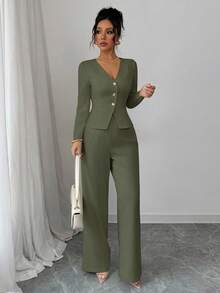 Selianne Bộ vest blazer dài tay thanh lịch và quần âu cho nữ, phong cách công sở/đi làm, phù hợp cho mùa hè, ngày độc lập, tốt nghiệp, trở lại trường - màu xanh lá - Xem 6