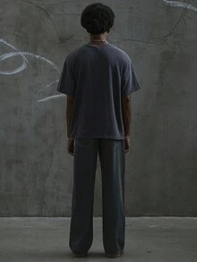 Manfinity ZONE917 Men's Drop-Shoulder Snowflake Top In Black, Standard Size Tee, Emo - Black - View 6