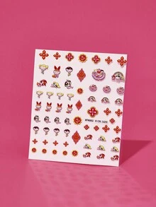 FanGlow THE POWERPUFF GIRLS X SHEIN 1 miếng dán móng tay hình hoạt hình dễ thương - Miếng dán móng tay tự dính dành cho nữ, hiệu ứng nổi 5D, chủ đề dễ thương, vui nhộn và tinh tế, dễ dán để trang trí móng tay, tự làm, quà tặng ngày lễ, phong cách tiệc tùng. - Nhiều màu - Xem 4