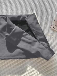 Comfortcana Women's Solid Color Mini Skirt With Zipper - Grey - View 6