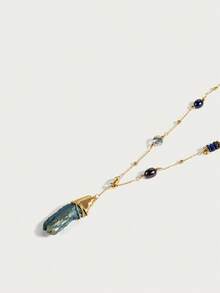 Glisma 18K Gold-Plated Vintage Elegant Necklace For Women,Shopping,Casual,Work,Vintage,PREMIUM,Metallic/Texture,Western Jewelry,Old Money,Gemstone,Outfits,Fall/Autumn/Winter,For Mom/Women/Girl/Mother,Premium,Charm Necklace - Gold - View 4