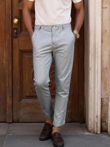 Manfinity Homme 男士纯色口袋紧身休闲直筒裤，秋季