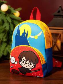 HARRY POTTER X SHEIN 1 件可爱卡通图案迷你涤纶背包，可调节肩带 - 彩色 - 查看 3