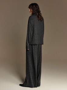 Ontre 2026春夏两件套，适合派对/情人节，女士舒适百搭针织面料，U领，宽松版型，商务休闲，日常/特殊场合穿着，春夏款，韩版风格，优雅时尚 - 深灰色 - 查看 3