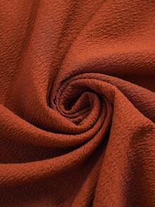 EMERY ROSE 2pcs/Set Plus Size Women's Summer Solid V-Neck Cuffed Sleeve Shirt And Wide Leg Pants Casual Set - Rust Brown - View 7