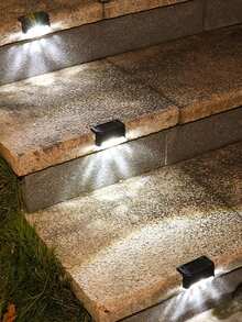 4个太阳能LED灯，防水花园灯，自动点亮户外灯，花园庭院装饰，适用于庭院、楼梯扶手、围栏、墙壁照明