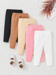 SHEIN Playful Pals 女婴可爱心形印花松紧腰裤，秋季