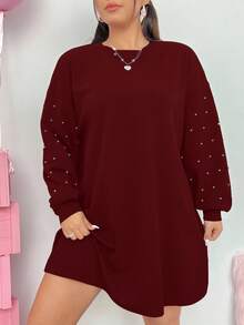 SHEIN EZwear Women's Plus Size Drop Shoulder Loose Fit Black Dress/Fall/Winter