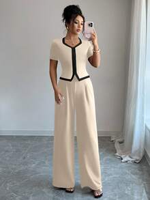 Elenzga Bộ đồ hai mảnh thanh lịch cho kỳ nghỉ hè và đi làm dành cho phái đẹp - Nhiều màu - Xem 5