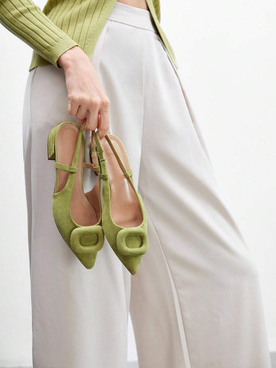 CUCCOO BIZCHIC 女士尖头休闲通勤百搭平底鞋 - 橄欖綠 - 查看 1