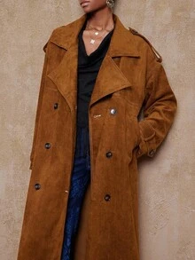 Lumalex Bộ sưu tập Thu Đông của VITNOS dành cho nữ: Áo khoác trench da lộn cao cấp, thanh lịch, ấm áp, thích hợp mặc hàng ngày vào mùa thu, quyến rũ, dự tiệc, đi chơi, hẹn hò, quà sinh nhật, quà tặng giáo viên, trang phục công sở, áo khoác sang trọng dành cho nữ, thanh lịch cho nữ, quà năm mới. - màu nâu - Xem 9