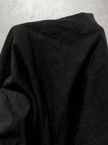 Manfinity Homme 男士简约休闲纯色前扣短袖衬衫和裤子套装 - 黑色 - 查看 6