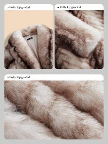 Anewsta Áo khoác lông giả dài cổ điển thời trang, Thu/Đông - Bạc - Xem 4