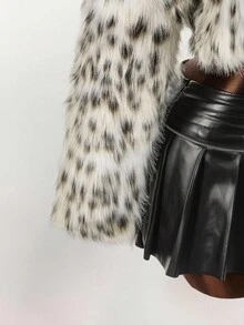 Y2K Amplova Polka Dot Zip Up Short Faux Fur Jacket For Winter Cheetah Print Jacket Faux Fur Coat Animal Print Clothes Leopard Print Jacket - Multicolor - View 8