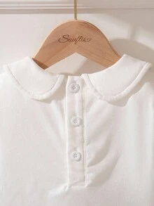 Souflis Souflis 两件套：优雅的勃艮第天鹅绒连衣裙和白色长袖 T 恤，复古法式风格，适合派对、聚会、2025 年秋冬、婴儿和女婴 - 酒紅色 - 查看 8