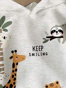 SHEIN Cartoon Animals, Zoo, Baby Boy Casual Loose Comfortable Soft Knit Sweatshirt, Suitable For Autumn/Winter Fall - Multicolor - View 4