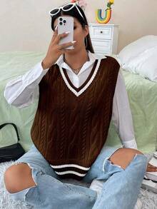 Vionelle Kamizelka dzianinowa w kontrastowe paski w dużym rozmiarze