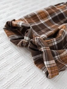 Cozy Pixies Pantaloni casual con vita elastica a quadri in tonalità terra per bambini maschi