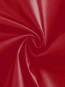 GlowEve Váy da Pu xếp nếp màu trơn cho nữ - Gỗ đỏ - Xem 3