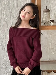 DAZY Tween Girls Daily Casual Sweater, Fall - Burgundy - View 4