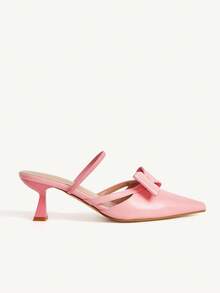 CUCCOO CHICEST Tacones de aguja con lazo para mujer, elegantes, dulces, románticos, de moda, de piel sintética rosa, tacones altos para el té de la tarde, citas, fiestas de moda, ocasiones formales, Navidad, Acción de Gracias, Día de San Valentín