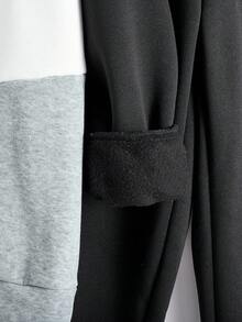 SHEIN 青少年男孩拼色文字刺繡連帽衛衣與運動長褲2件套，返校街頭風畢業秋季休閒運動服套裝 - 彩色 - 查看 7