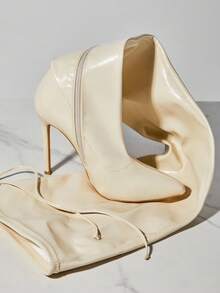 SHUZIA Women's Versatile, Warm Sexy Over-Knee Side Zipper Stiletto Heeled Boots - Beige - View 7