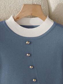 GlowEve كنزة صوفية مكتبية أنيقة ذات لونين مع طيات 2 في 1