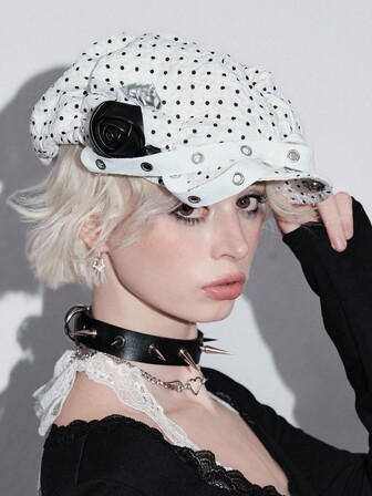 Kawaii 1 Stück Damen Blumen Polka Punkt Schirmmütze