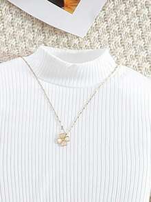 Sparklyn 三件套女童度假休闲套装：毛领外套、针织长袖上衣和秋冬半裙 - 紅色 - 查看 4