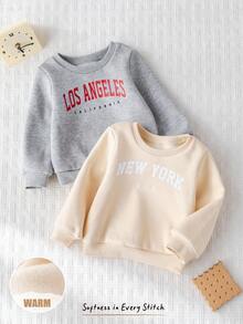 Cozy Pixies 2 件套男婴字母图案针织柔软圆领长袖套头衫套装秋冬 - 卡其色 - 查看 3