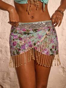 Opulessa Minissaia feminina moderna com lantejoulas, perfeita para o Dia Nacional, Ano Novo, festas elegantes, formaturas, bailes de gala, eventos noturnos luxuosos, fantasias de Halloween, shows, baladas, looks chiques de outono, saídas à noite e encontros românticos elegantes e sensuais. - Azul - Ver 1