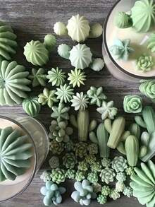 9/10 件 3D 花朵和仙人掌硅胶蜡烛模具套装，适用于香薰蜡烛、香皂、树脂等 - 彩色 - 查看 4