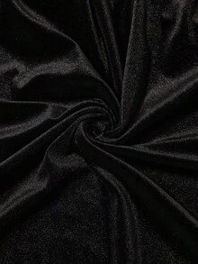 Cravure Plus Size Women Mesh & Velvet Elegant Puff Sleeve Dress, Waist Cinched, Suitable For Party