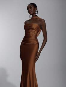 Elitara Elegant, Romantic, Sexy, Minimalist, Knitted, Stretchy, Strapless, Backless, Bodycon, Fashionable, Influencer Style, Suitable For Holidays, Vacations, Birthday Parties, Weddings, Bridesmaid Dresses