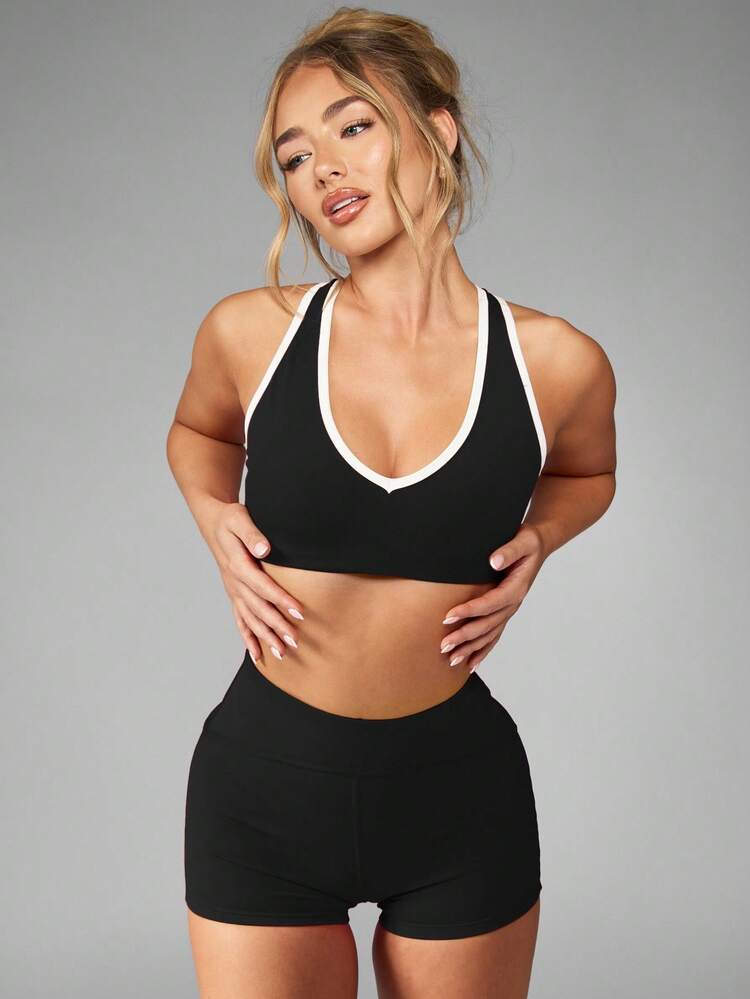 Missguided x Playboy Sports Bra Cross Back Medium Impact Racerback V Neck Padded Support High Quality Comfortable Performance Wear Core Collection Essential