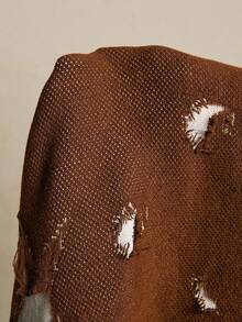 SoleilVie Suéter de 2 en 1 con contraste de color y efecto desgastado, otoño/invierno - Marrón - Ver 7