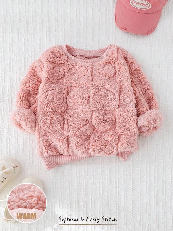 Cozy Pixies Sudadera con capucha de cuello redondo de manga larga, con textura de felpa gruesa, versátil y cómoda para otoño/invierno, para niña joven